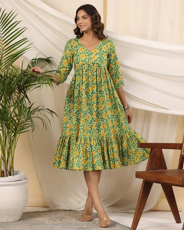 Green_Handblock_Printed_Cotton_Dress