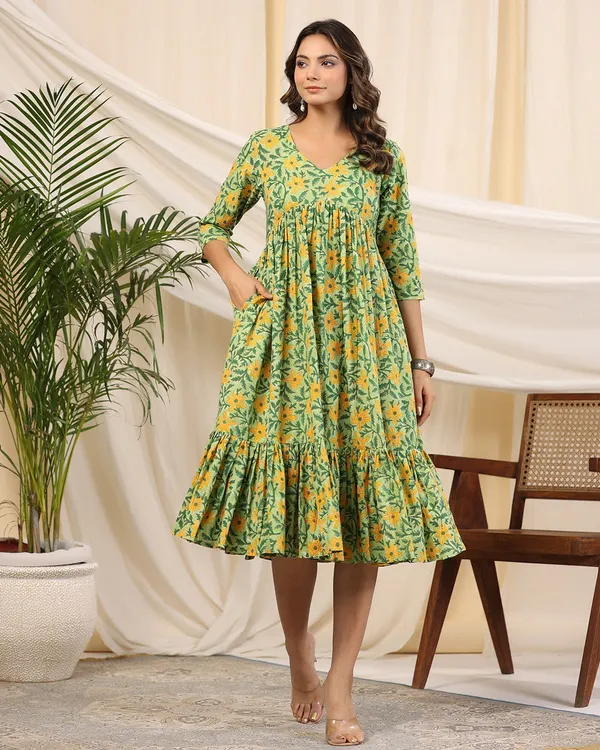 Green_Handblock_Printed_Cotton_Dress