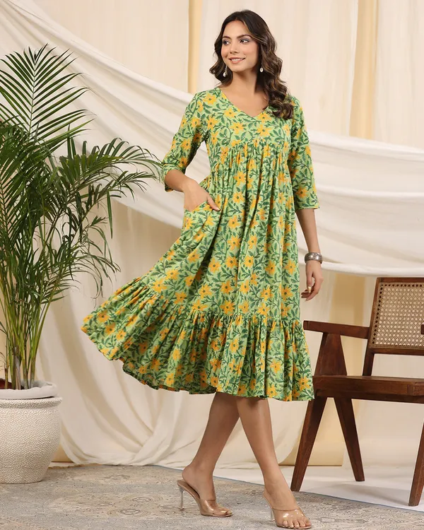 Green_Handblock_Printed_Cotton_Dress