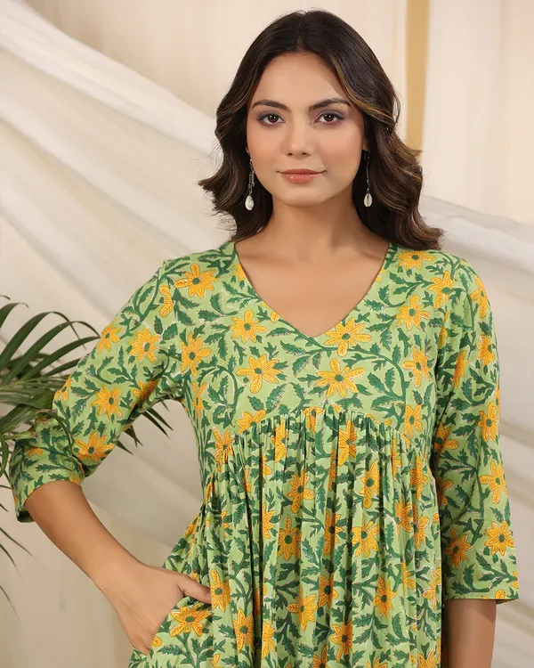 Green_Handblock_Printed_Cotton_Dress
