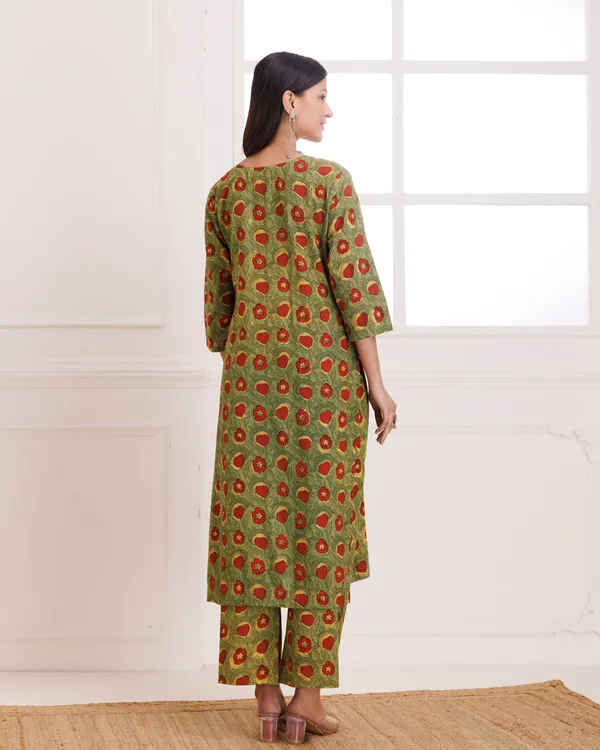 Mustard_Bagru_Hand_Block_Printed_Cotton_Pintucks_Kurta_Pant