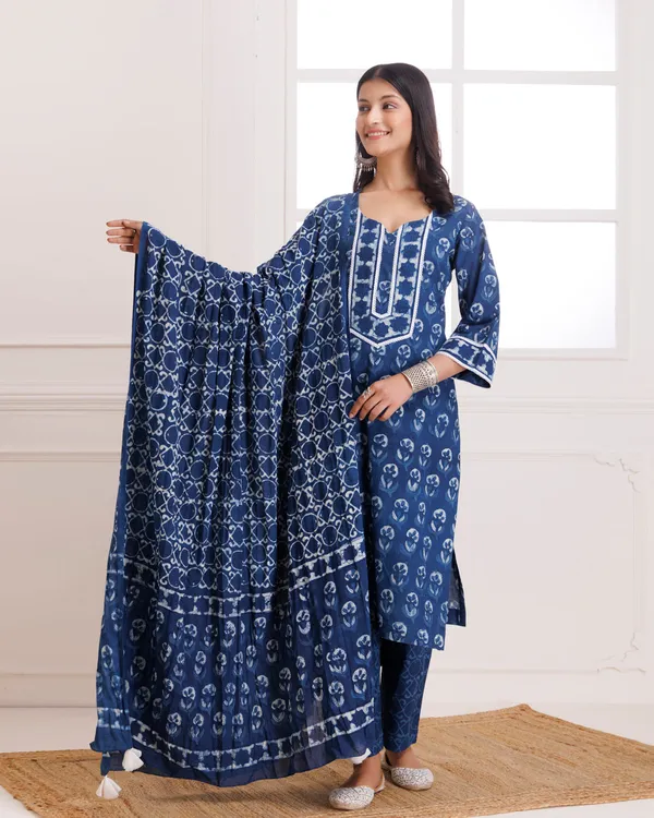 Navy_Blue_Dabu_Hand_Block_Printed_Cotton_Suit_Set