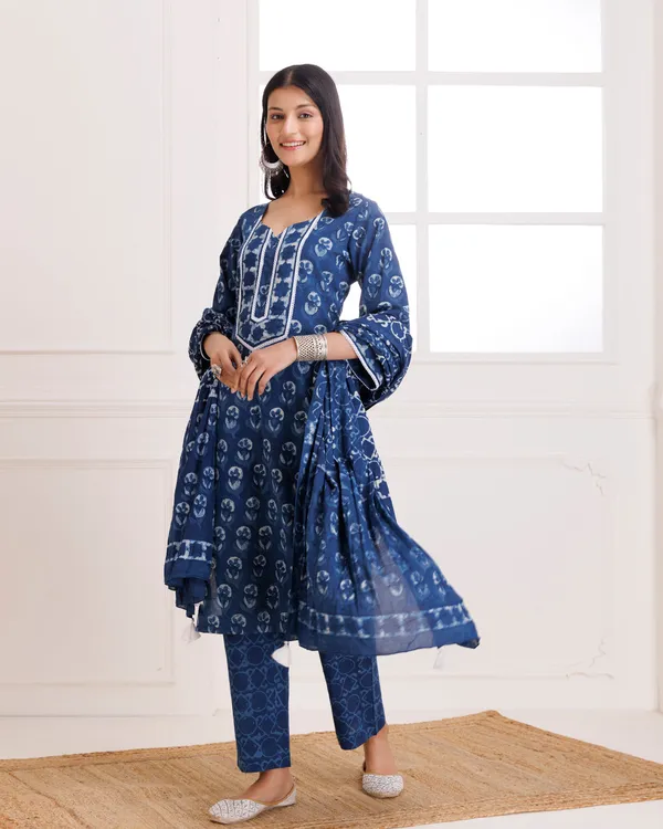 Navy_Blue_Dabu_Hand_Block_Printed_Cotton_Suit_Set