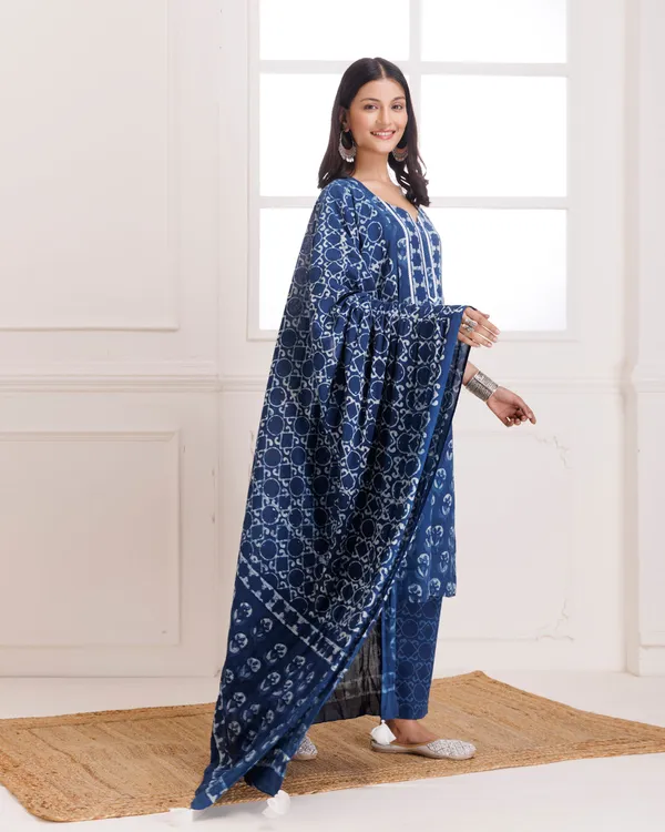 Navy_Blue_Dabu_Hand_Block_Printed_Cotton_Suit_Set
