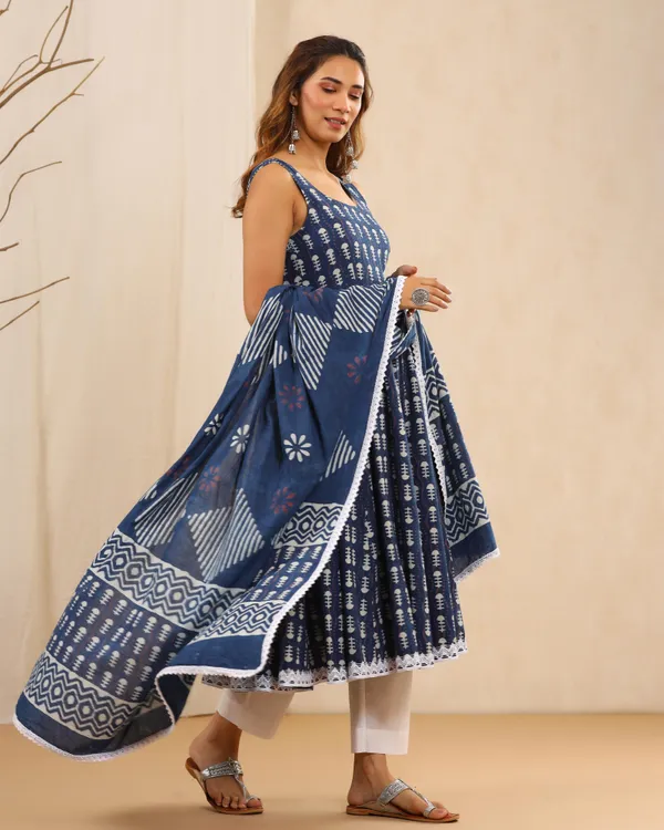Navy_Blue_Dabu_Print_Cotton_Anarkali_Suit