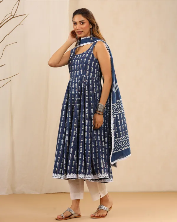 Navy_Blue_Dabu_Print_Cotton_Anarkali_Suit