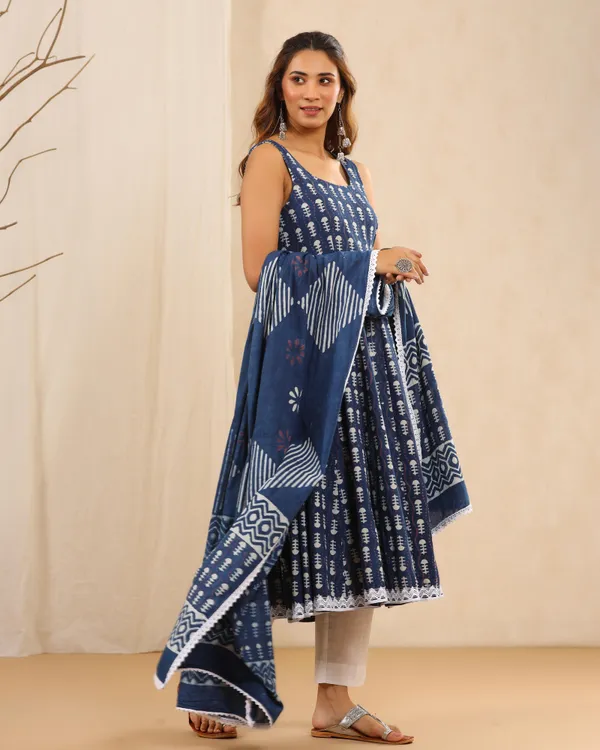 Navy_Blue_Dabu_Print_Cotton_Anarkali_Suit