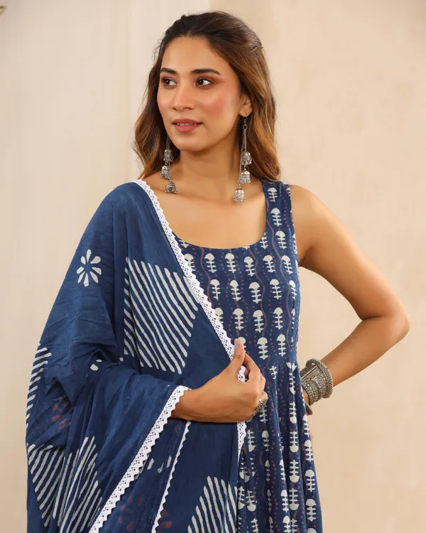 Navy_Blue_Dabu_Print_Cotton_Anarkali_Suit