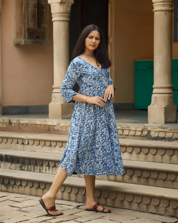 Blue_Dabu_Print_Cotton_Angrakha_Dress