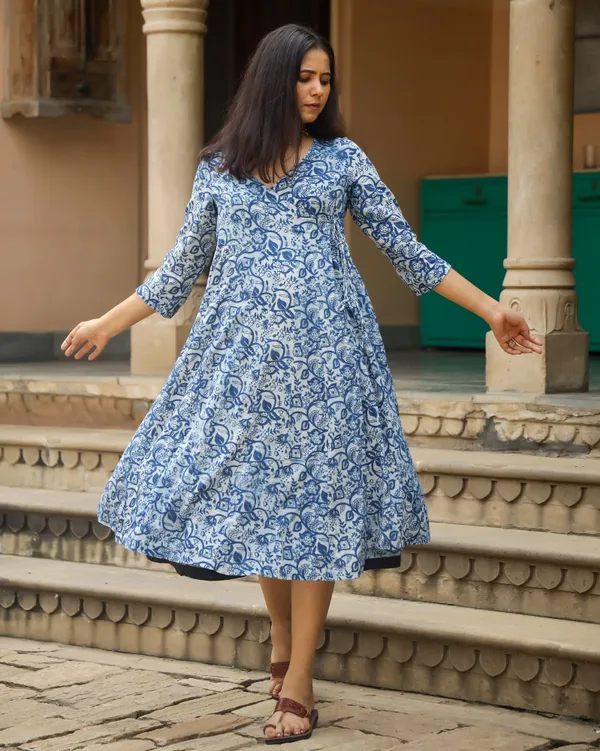 Blue_Dabu_Print_Cotton_Angrakha_Dress