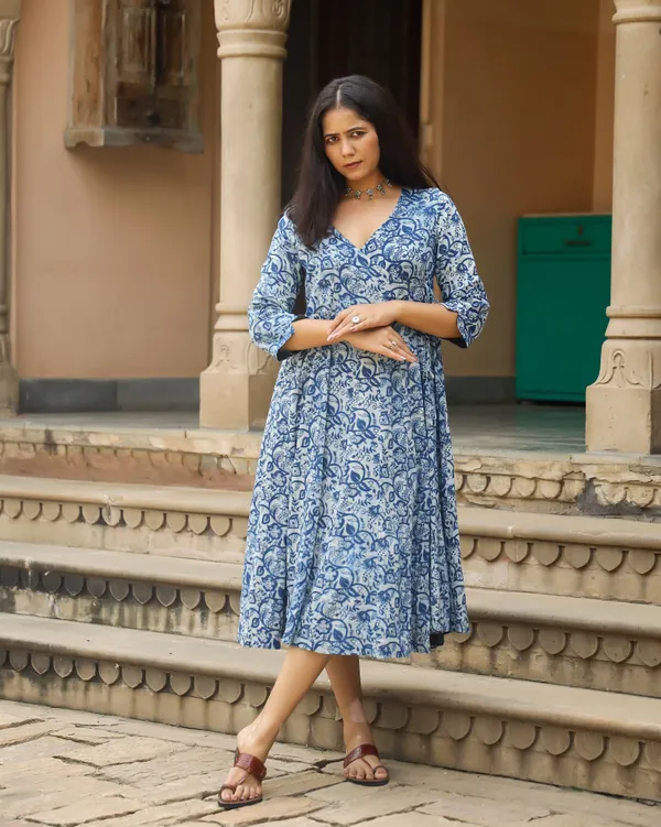 Blue_Dabu_Print_Cotton_Angrakha_Dress