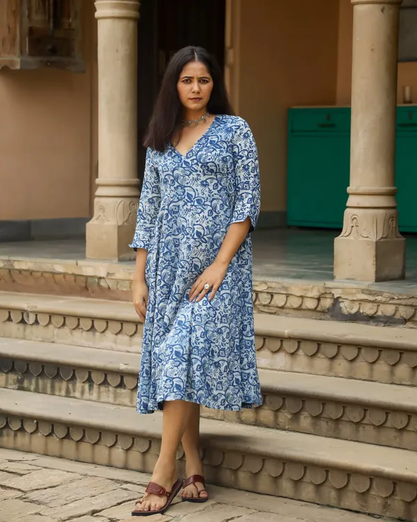 Blue_Dabu_Print_Cotton_Angrakha_Dress