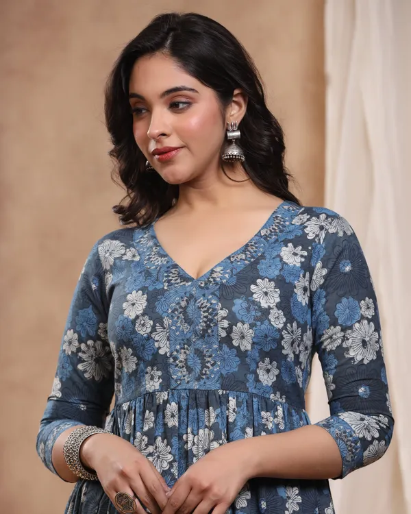 Navy_Blue_Kashish_Dabu_Baisa_Hand_Block_Printed_Cotton_Gathe_Kurti