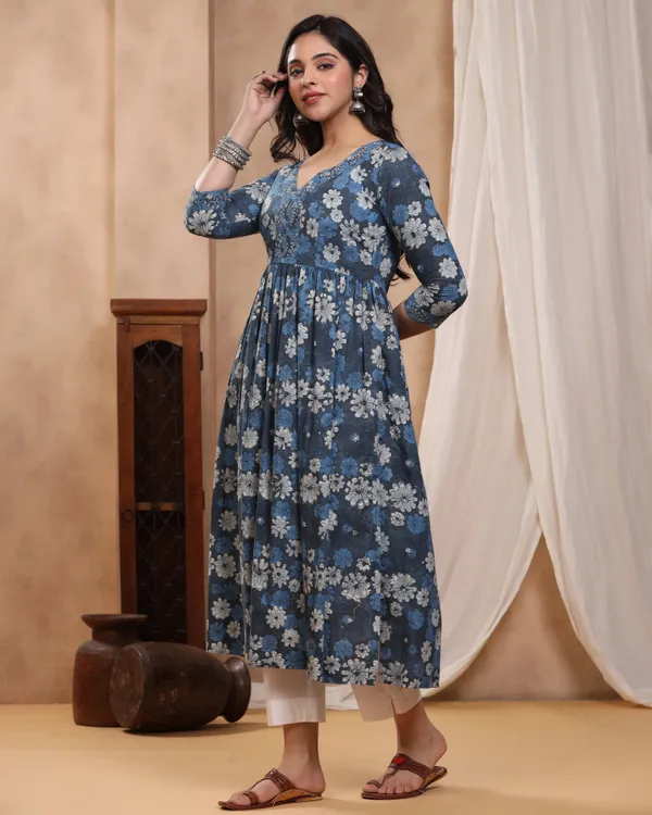 Navy_Blue_Kashish_Dabu_Baisa_Hand_Block_Printed_Cotton_Gathe_Kurti