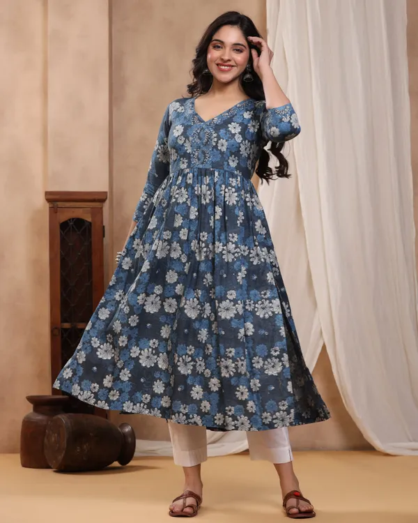 Navy_Blue_Kashish_Dabu_Baisa_Hand_Block_Printed_Cotton_Gathe_Kurti