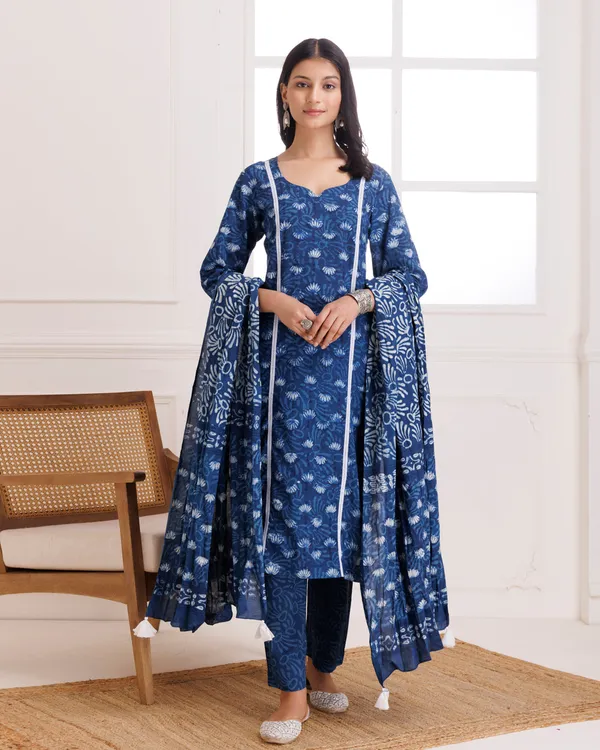 Navy_Blue_Lotus_Dabu_Hand_Block_Cotton_Suit_Set