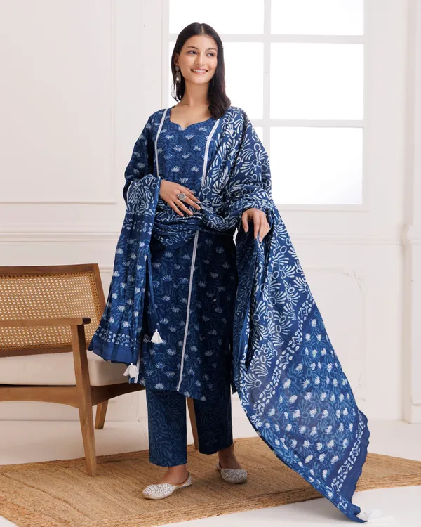 Navy_Blue_Lotus_Dabu_Hand_Block_Cotton_Suit_Set