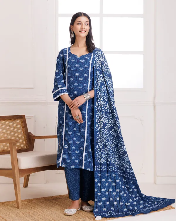 Navy_Blue_Lotus_Dabu_Hand_Block_Cotton_Suit_Set