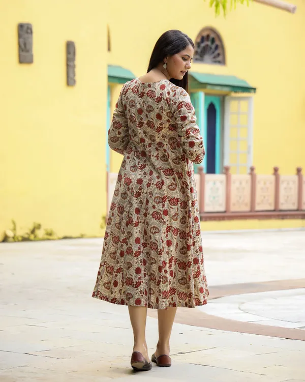 Multicolour_Ivory_Bagru_Print_Cotton_Angrakha_Dress