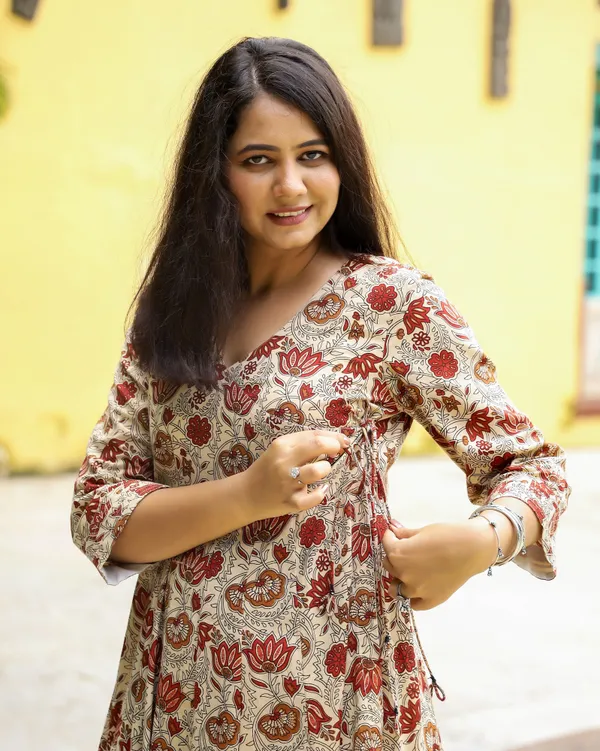 Multicolour_Ivory_Bagru_Print_Cotton_Angrakha_Dress