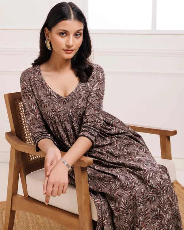 Brown_Kashish_Dabu_Hand_Block_Printed_Cotton_Gathekurta_Pant