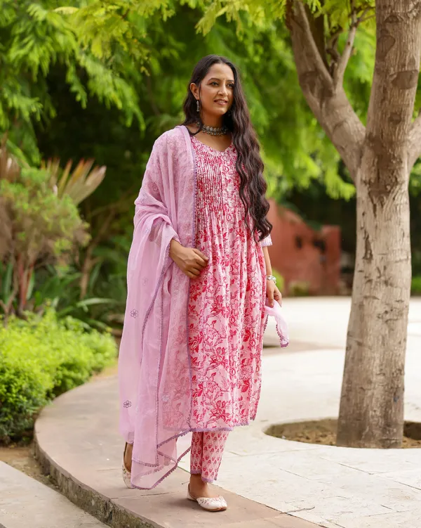 Pink_Magenta_Block_Printed_Cotton_Suit_Set