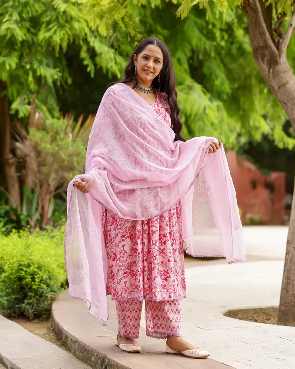 Pink_Magenta_Block_Printed_Cotton_Suit_Set