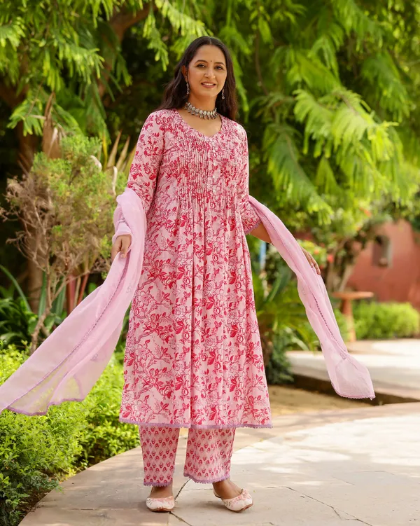 Pink_Magenta_Block_Printed_Cotton_Suit_Set