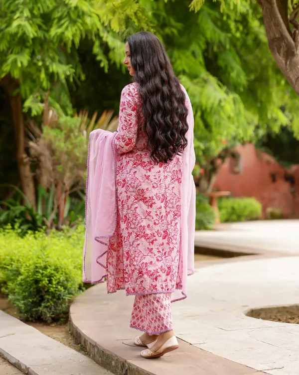 Pink_Magenta_Block_Printed_Cotton_Suit_Set