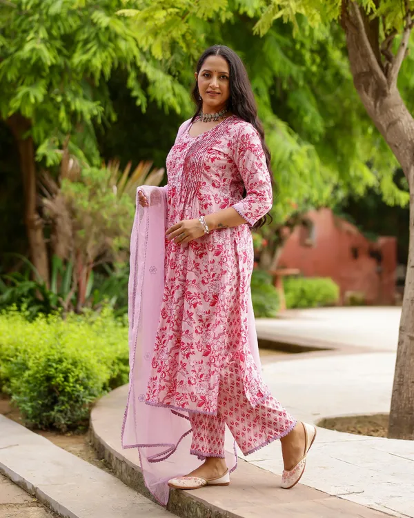 Pink_Magenta_Block_Printed_Cotton_Suit_Set
