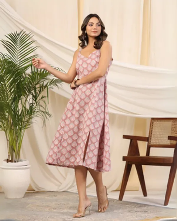 Pink_Mauve_Handblock_Printed_Cotton_Dress