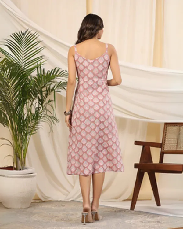 Pink_Mauve_Handblock_Printed_Cotton_Dress