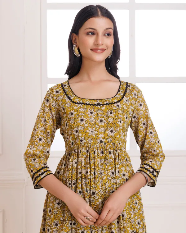 Mustard_Bagru_Hand_Block_Printed_Cotton_Gathe_Kurta_Pant