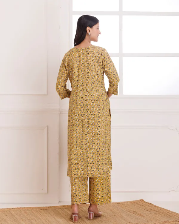 Mustard_Bagru_Hand_Block_Printed_Cotton_Pintucks_Kurta_Pant