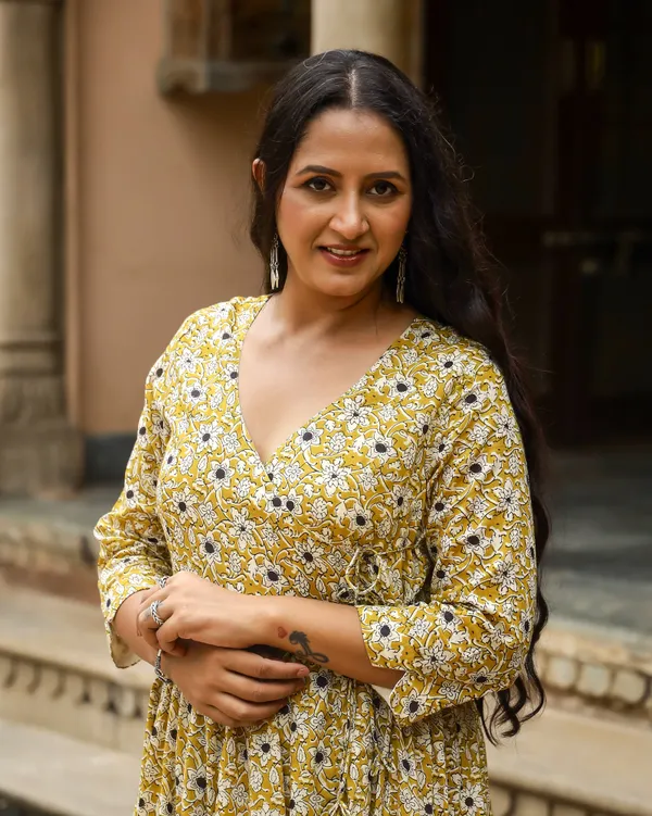 Mustard_Bagru_Jaal_Print_Angrakha_Cotton_Dress