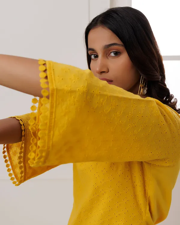Yellow_Cotton_Schiffli_Kurta_Set