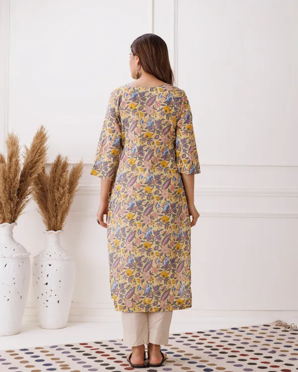 Yellow_Pastel_Handblock_Printed_Cotton_Kurta