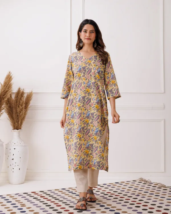 Yellow_Pastel_Handblock_Printed_Cotton_Kurta