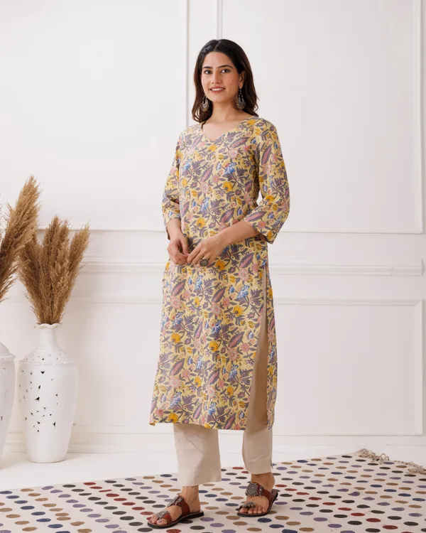 Yellow_Pastel_Handblock_Printed_Cotton_Kurta