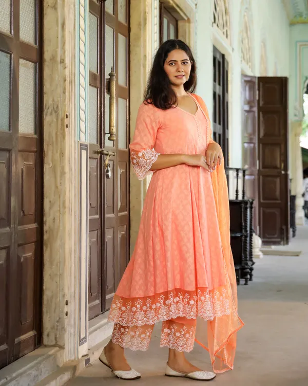 Orange_Dobby_Cotton_Anarkali_Suit