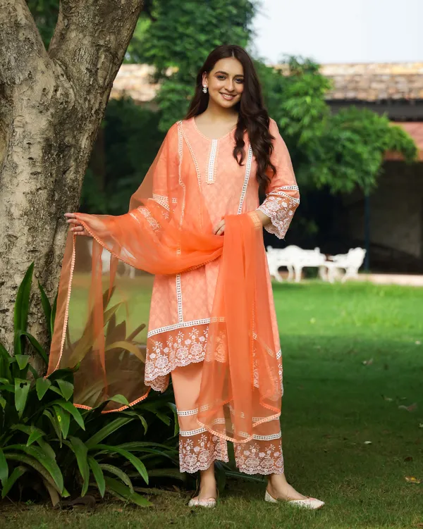 Orange_Dobby_Cotton_Asymmetric_Suit_Set