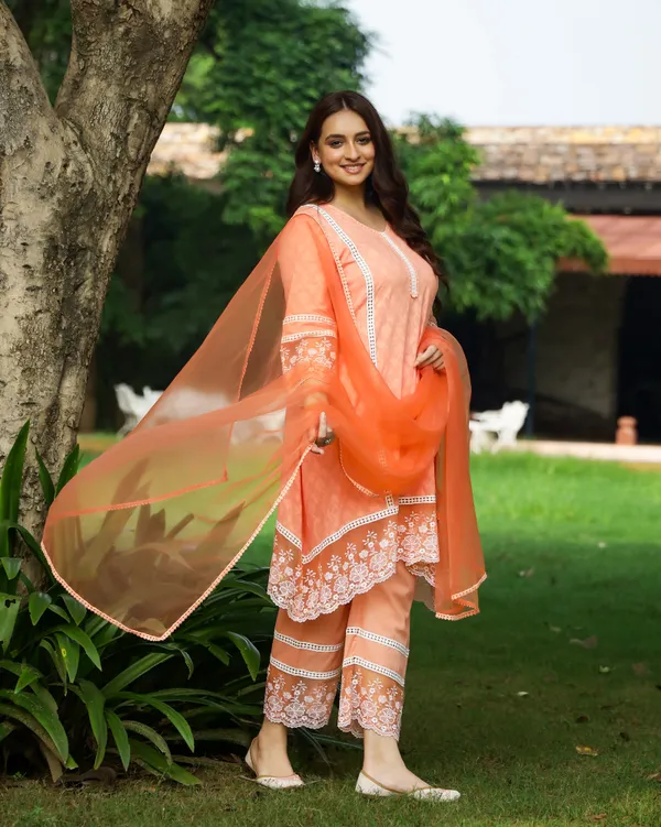 Orange_Dobby_Cotton_Asymmetric_Suit_Set