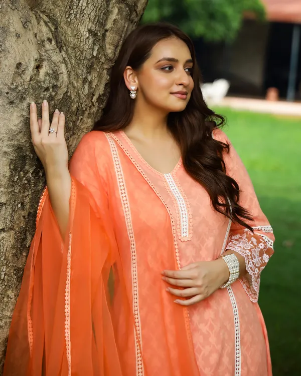 Orange_Dobby_Cotton_Asymmetric_Suit_Set