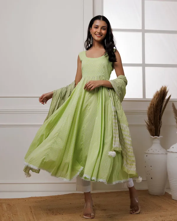 Green_Pista_Polka_Dot_Printed_Cotton_Anarkali_Suit