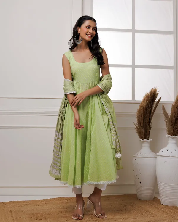 Green_Pista_Polka_Dot_Printed_Cotton_Anarkali_Suit