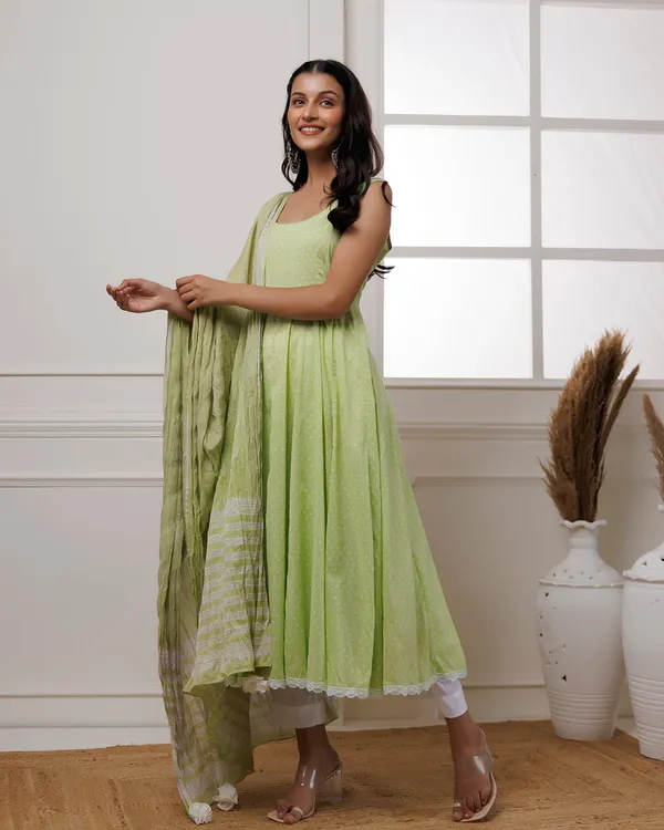 Green_Pista_Polka_Dot_Printed_Cotton_Anarkali_Suit