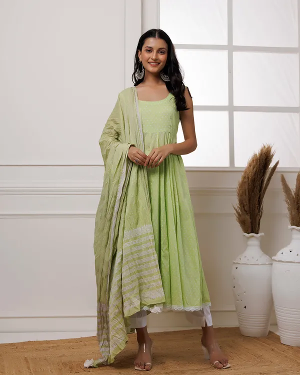 Green_Pista_Polka_Dot_Printed_Cotton_Anarkali_Suit