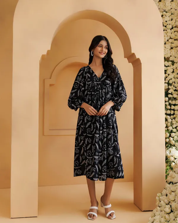 Black_Qala_Hand_Block_Printed_Gathe_Dress