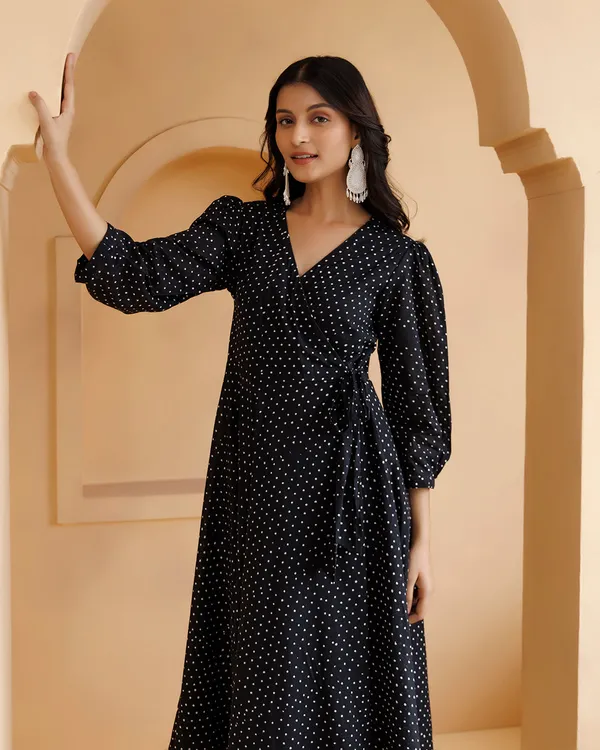 Black_Qala_Polka_Hand_Block_Printed_Angrakha_Dress