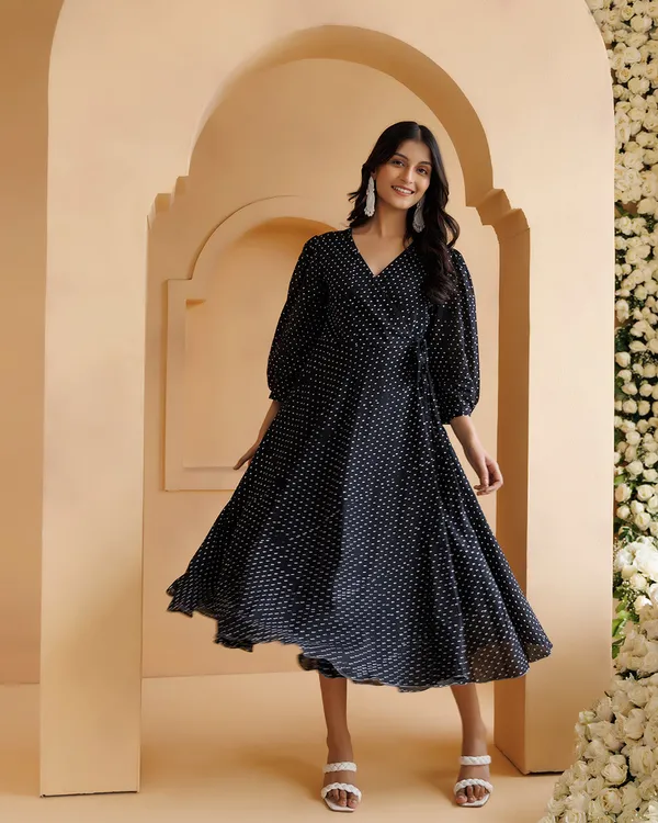 Black_Qala_Polka_Hand_Block_Printed_Angrakha_Dress